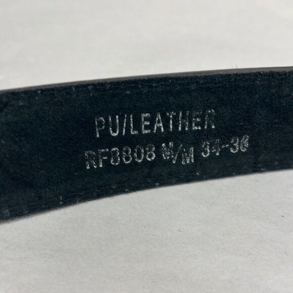 NEW Medium Black Tooled PU Leather Vegan Chopper Biker Belt Size Medium 34-36" - Picture 7 of 7